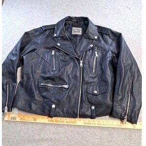 Levi's Faux Leather Moto Jacket Womens 3X Black Biker Plus Size Zip Punk Classic